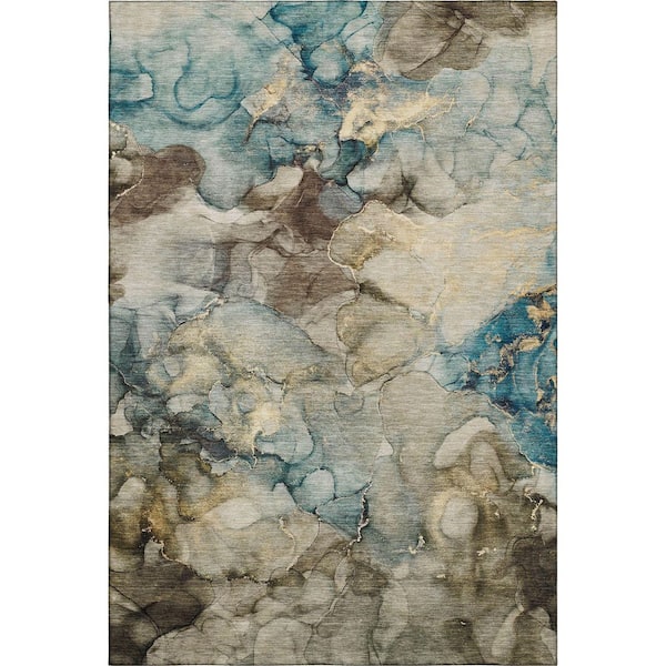Mayfield Premium Machine Washable Abstract AMF2018 Brown 8 ft. x 10 ft. Area Rug