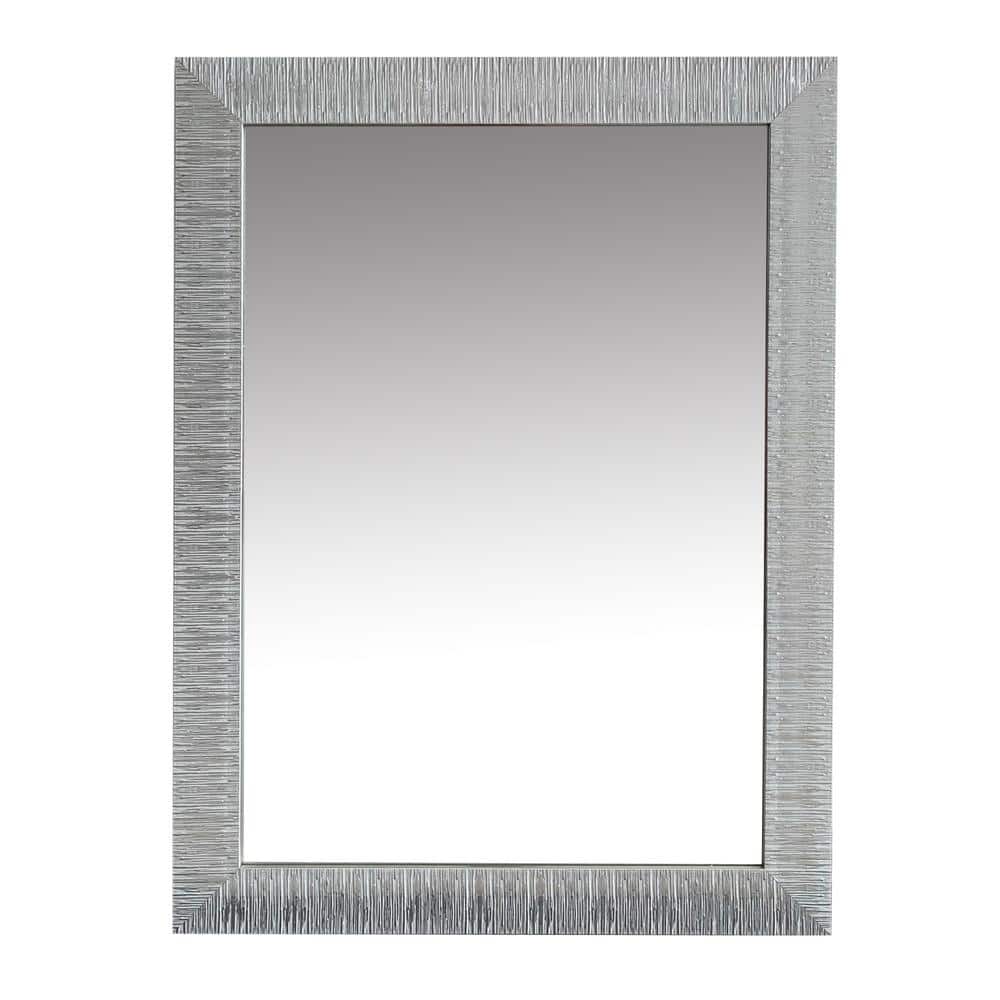 28 in. W x 38 in. H Rectangular Wood Framed Wall Bathroom Vanity Mirror wit