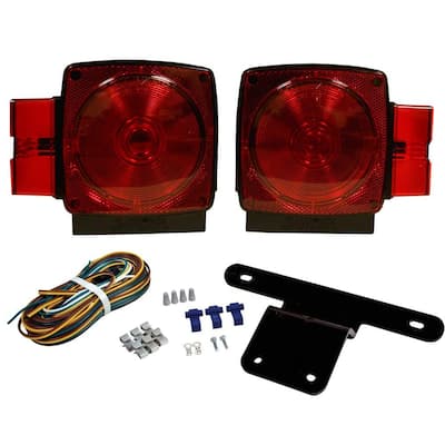 Trailer Lamp Kit 5-1/4 in. Stop/Tail/Turn Submersible Square Lights for Under and Over 80 in. Applications