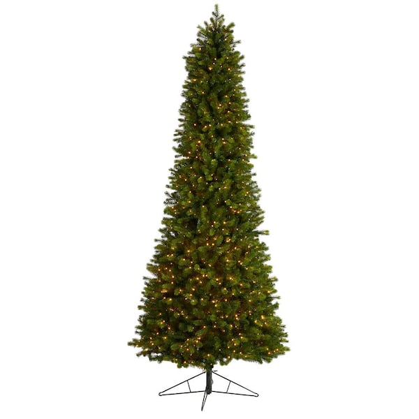Nearly Natural 9.5 ft. Slim Colorado Mountain Spruce Artificial Christmas Tree w/Warm White Micro LED Lights & 2528 Bendable Branches