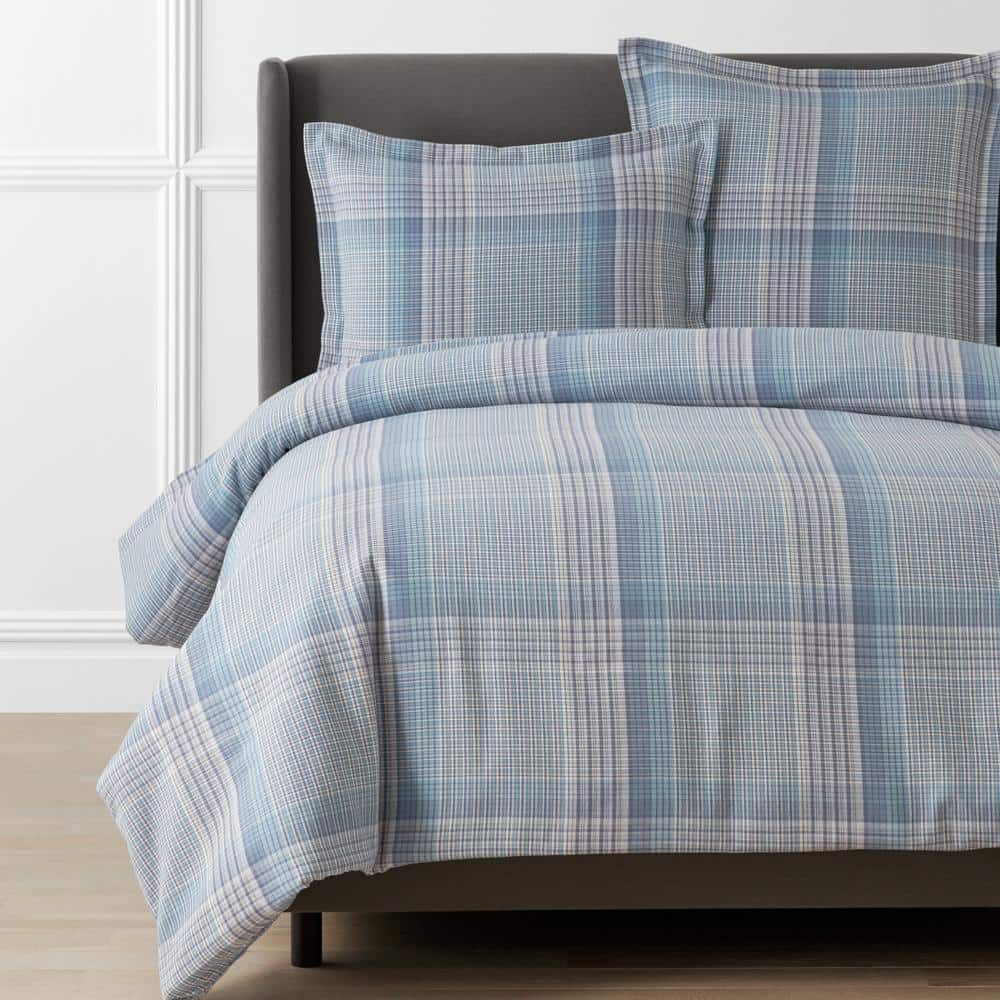 Hotel hot Collection Herringbone Flannel KING Duvet Cover BLUE