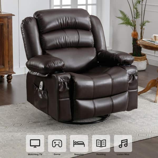 soft eco leather jc ピクルス Z-joyee Brown Fabric Recliner Massage Swivel Rocker Recliner with