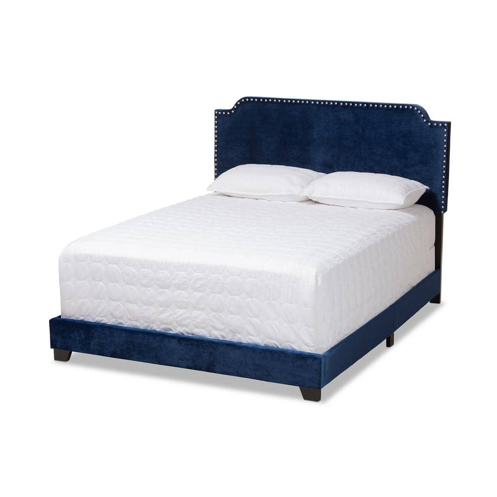 Baxton Studio Darcy Navy Blue King Bed 149 8955 HD The Home Depot