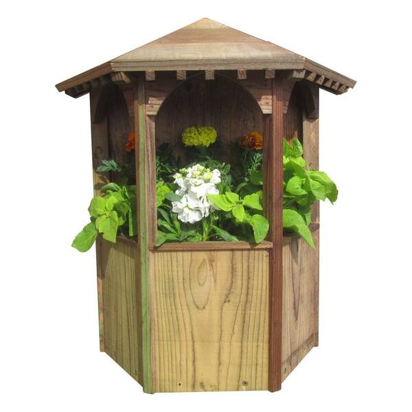 SamsGazebos 9 in. W x 19 in. H Treated Wood Wall Mount Gazebo Planter