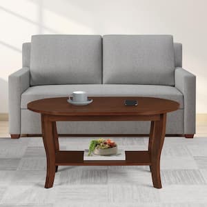 American Heritage 36 in. Espresso Oval MDF Coffee Table with Shelf