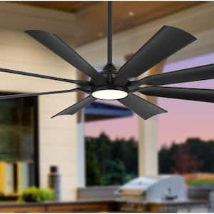 Future 65 in. LED Indoor Outdoor Coal Black Ceiling Fan with Remote