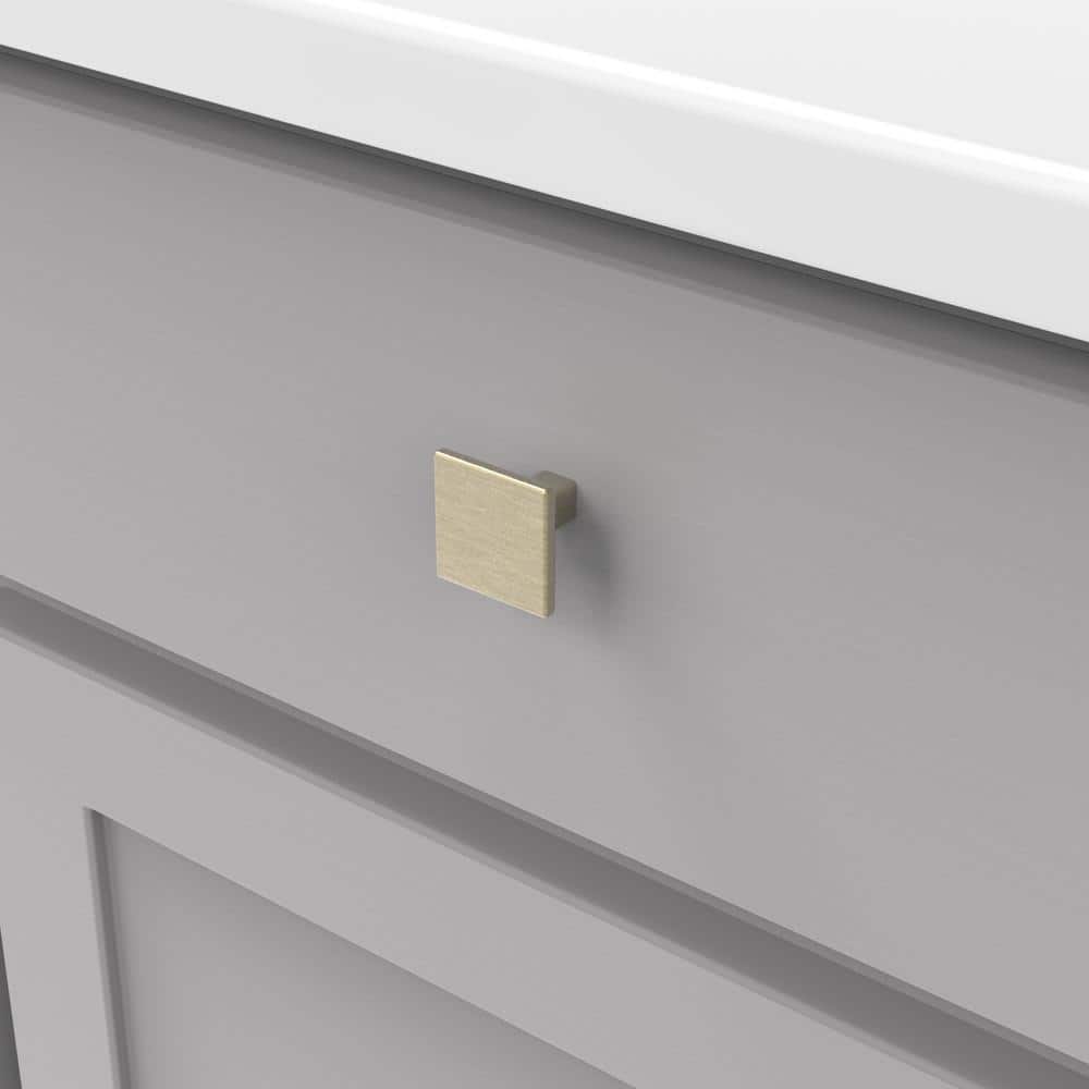 Champagne Bronze Square Modern Cabinet Knob with Mounting Hardware
