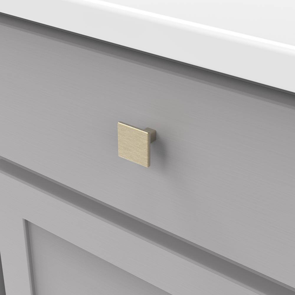 Champagne Bronze Modern Square Cabinet Knob with Mounting Hardware