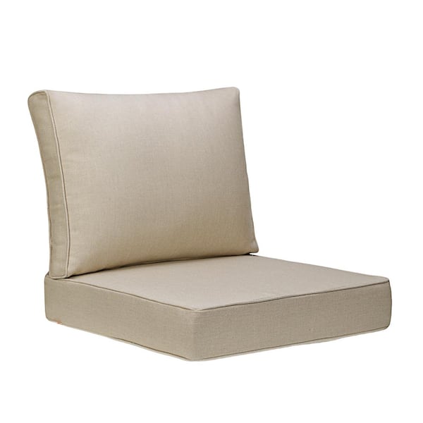 Uixe 23 in. x 24 in. 18 in. x 23 in. 2-Piece Deep Seat Rectangle Outdoor Lounge Chair Cushion/Back Pillow Set in Khaki