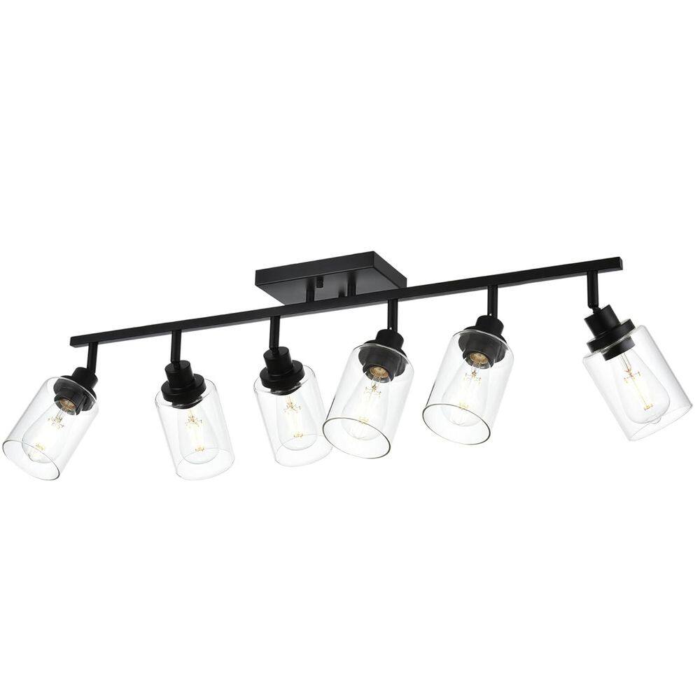 44 in. Modern 6 Light Black Multi-adjustable Vanity Light Over Mirror Bath Wall Lighting Fixtures with Clear Glass Shade price history on PriceWatchPro