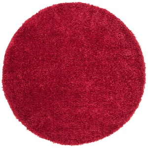 Madrid Shag Red 7 ft. x 7 ft. Round Solid Area Rug