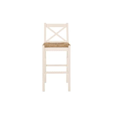 Home Decorators Collection Dorsey Ivory, White Wood Bar Stools With Rush Seats