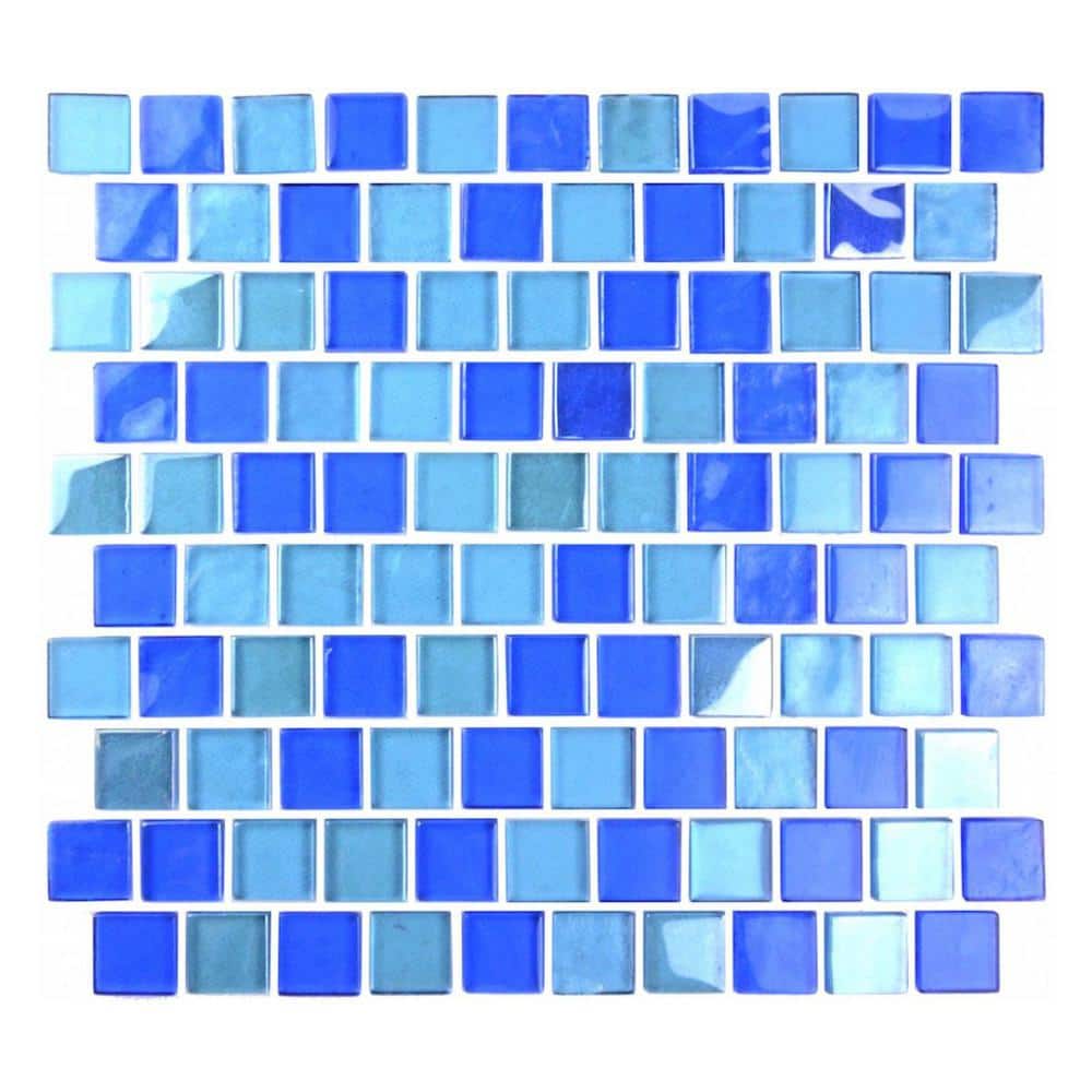 ABOLOS Landscape Horizon Blue Square Mosaic 10.75 in. x 11.75 in. Translucent Textured Glass Pool Tile (0.84 Sq. Ft./Sheet), Horizon/Glossy -  AHMLAN0101-HO