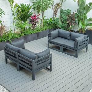 Chelsea Black 4-Piece Aluminum Outdoor Loveseat Set with Black Cushions