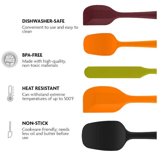 Premium Silicone BPA-Free Spatula, Stainless Steel Core, 500°F Heat-Resistant, Non-Stick, Dishwasher Safe (Set of 4)