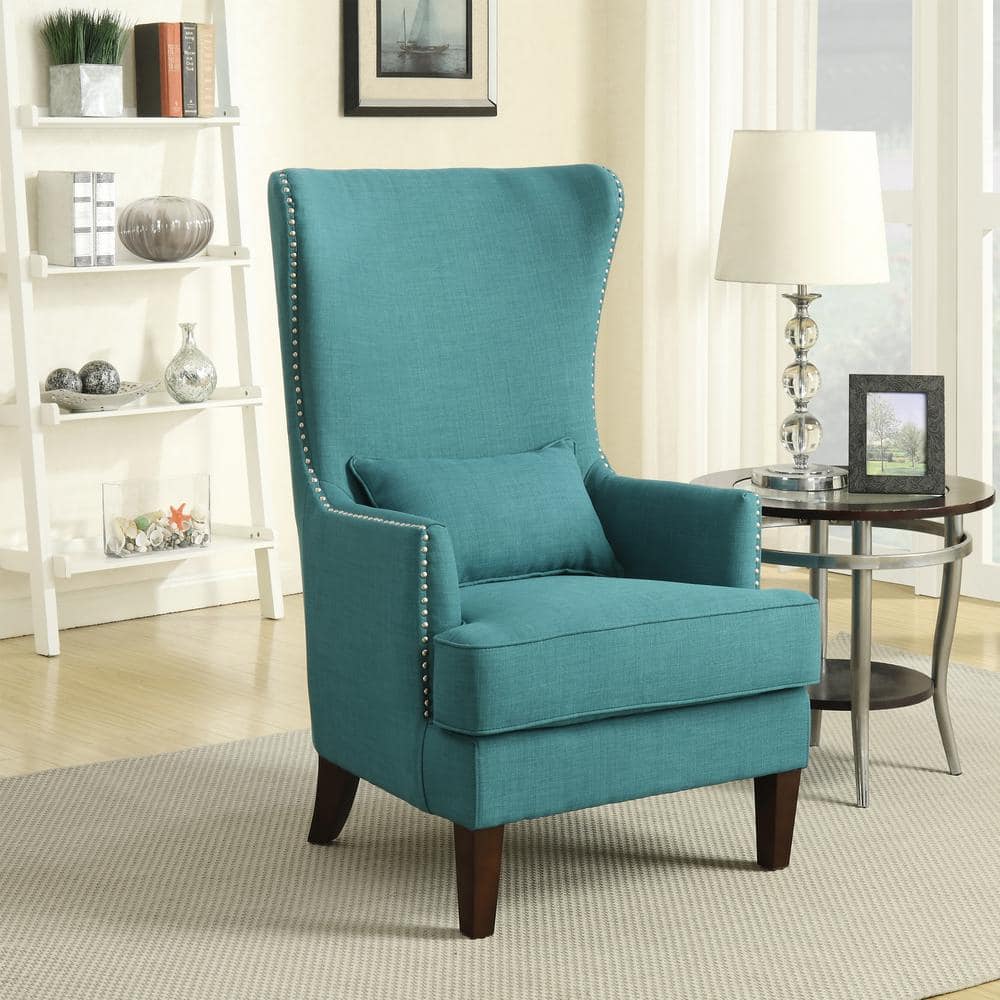 Kegan Teal Polyester Wingback Chair