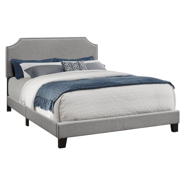 Unbranded Grey Linen Queen Size Bed