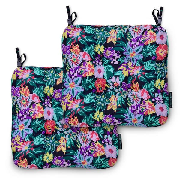 Classic Accessories Vera Bradley 19 in. L x 19 in. W x 5 in. Thick, 2-Pack Patio Chair Cushions in Happy Blooms