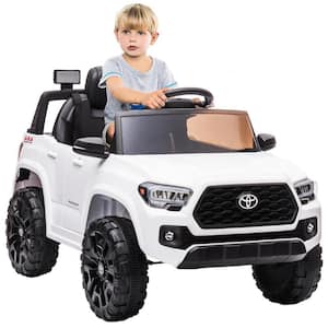 Officially Licensed Toyota Tacoma 12V Kids Ride on Car, Kids Electric Vehicles with Parent Remote Control, White