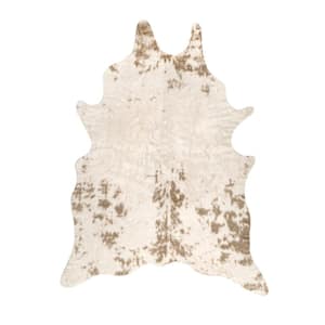 Marcia Machine Washable Faux Cowhide Off White 4 ft. x 5 ft. Accent Rug