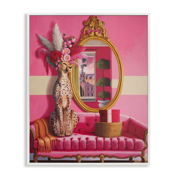 Sophisticated Leopard on Couch by Heather Gauthier White Framed Animal Giclee Art Print 14 in. x 11 in.