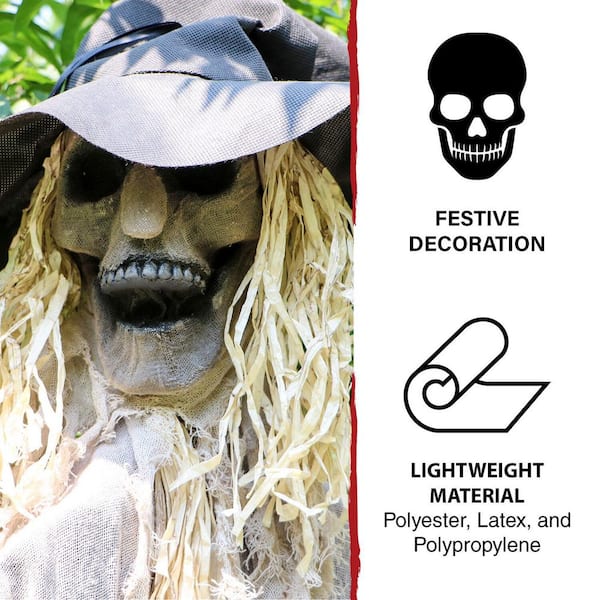 6 ft. Standing Scarecrow, Indoor or Covered Outdoor Halloween Decoration, Poseable, The Hunter