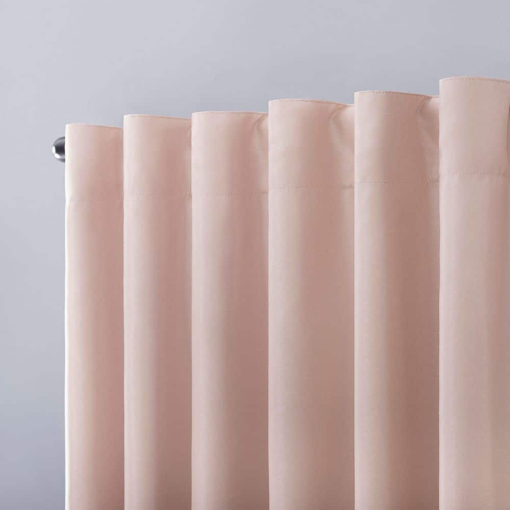 Blush Pink Faux Dupioni Silk Blackout Curtain Panel