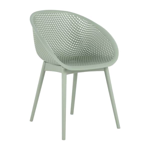 Pale Green Lightweight All-Weather Polypropylene Outdoor Lounge Chair Set of 2