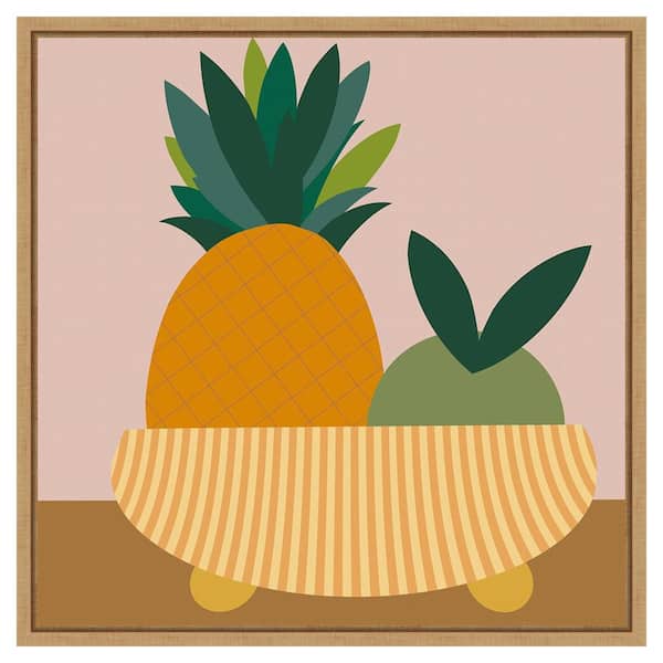 Amanti Art Graphic Fruit Bowl III by Regina Morre 22 in. W x 22 in. H. Canvas Wall Art Print Framed in Brown
