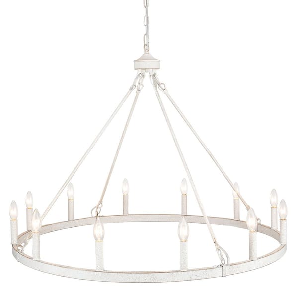 LWYTJO Dineen 12-Light 38 in. W Distressed White Candle Style