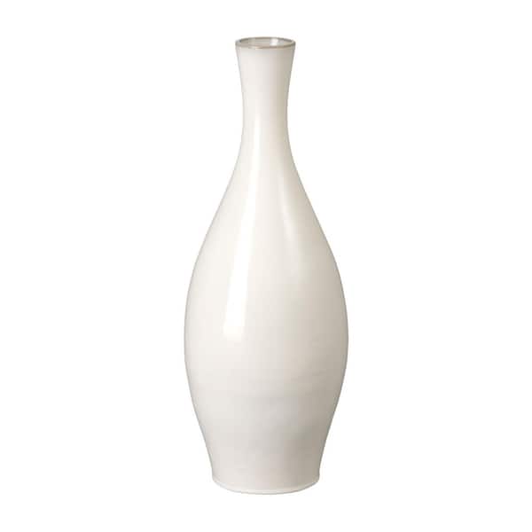 27 in. H Round Ceramic Vase in Moon White with High-fire treatment