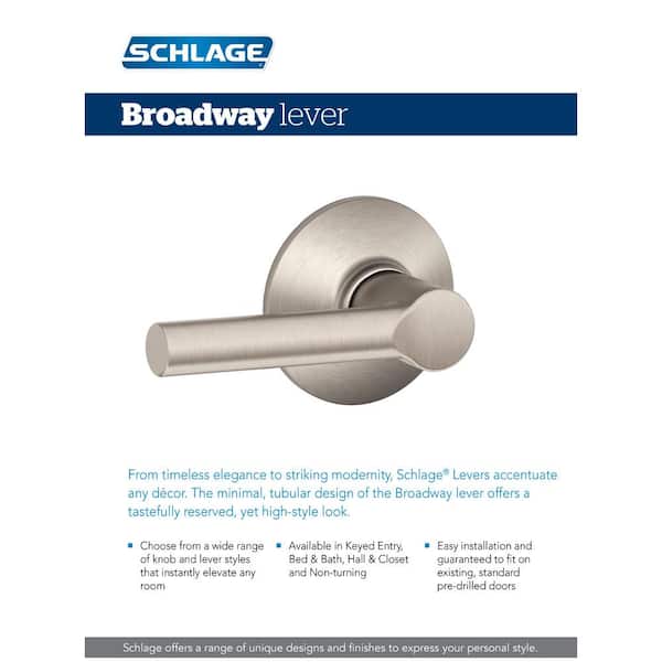 Schlage Broadway Satin Nickel Keyed Entry Door Handle F51A BRW 619