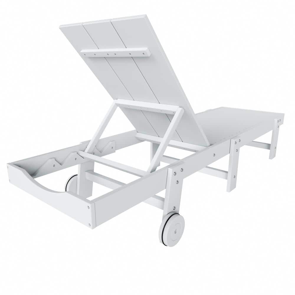 White Eco-Friendly Reclining Chaise Lounge with Side Table