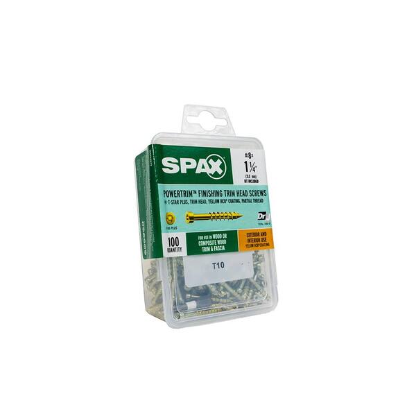 SPAX #8 x 1-1/4 in. T-Star Plus Cylindric Head Trim Yellow Zinc Screw (100 per Box)