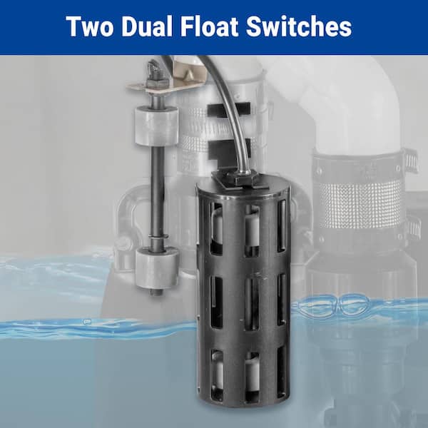 Basement Watchdog - Combo Pre-Assembled 1/3 HP Primary and Battery Backup Sump Pump System with 24-hour a Day Monitoring Controller
