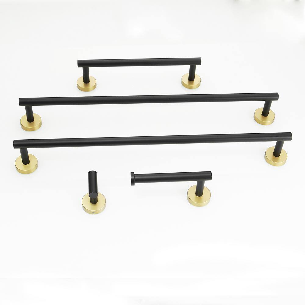 Tahanbath 5Piece Bath Hardware Set with Mounting Hardware Include Towel Bar in Matte Black and