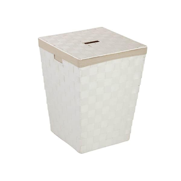 Honey-Can-Do Woven Hamper with Liner in White