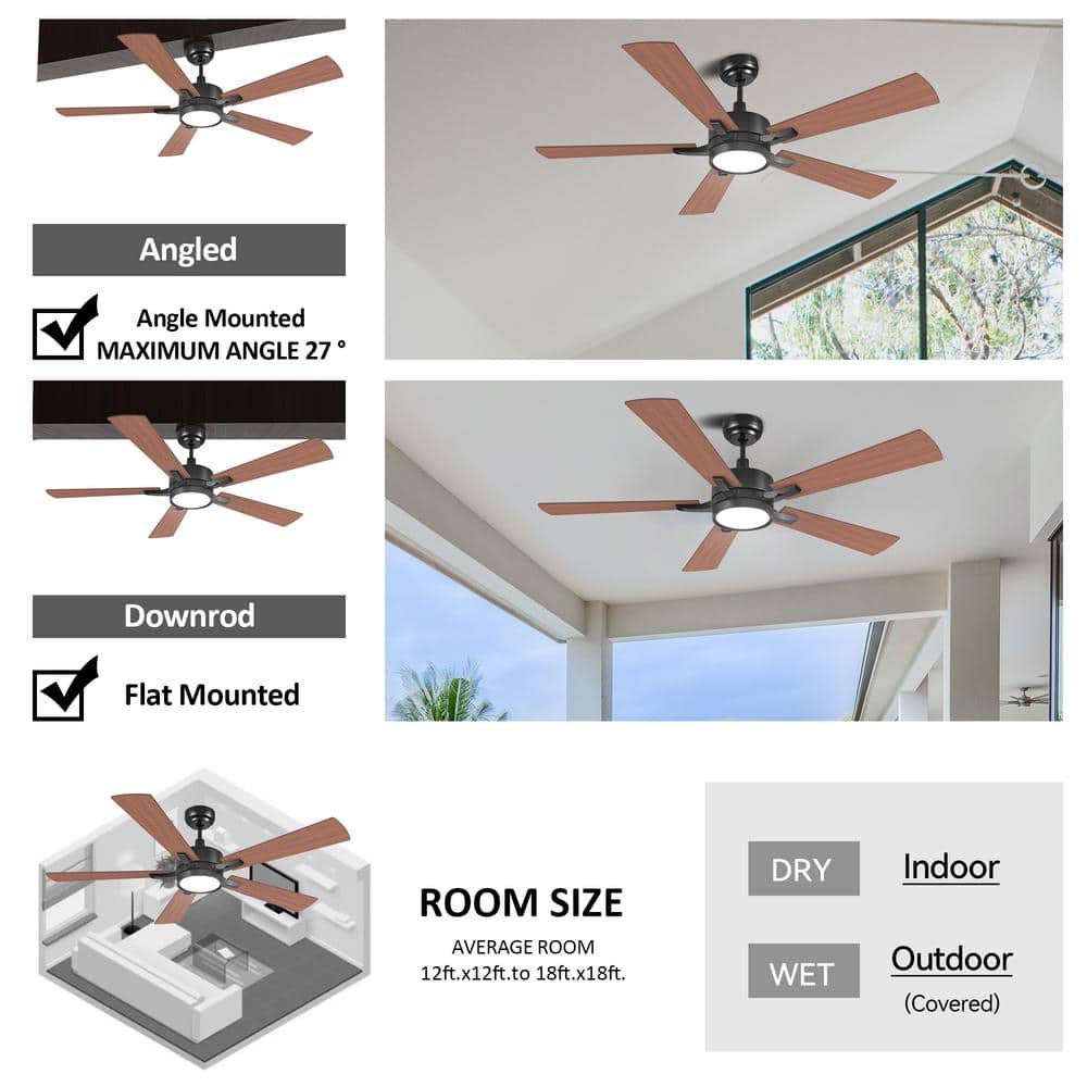 Apex 52'' Black Smart Ceiling Fan with Remote and LED Light