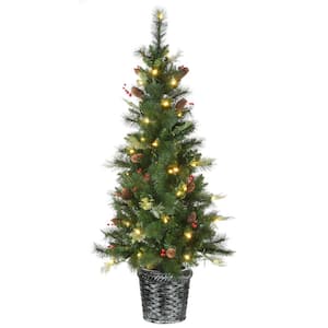 5 ft. Buzzard Pine Entrance Artificial Christmas Tree with LED Lights