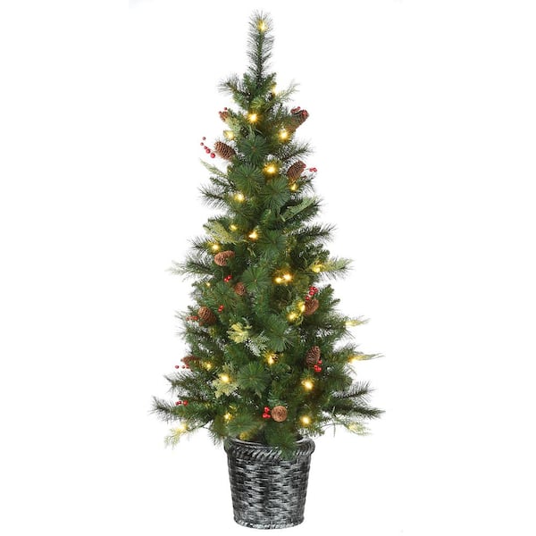 National Tree Company 5 ft. Buzzard Pine Entrance Artificial Christmas Tree with LED Lights