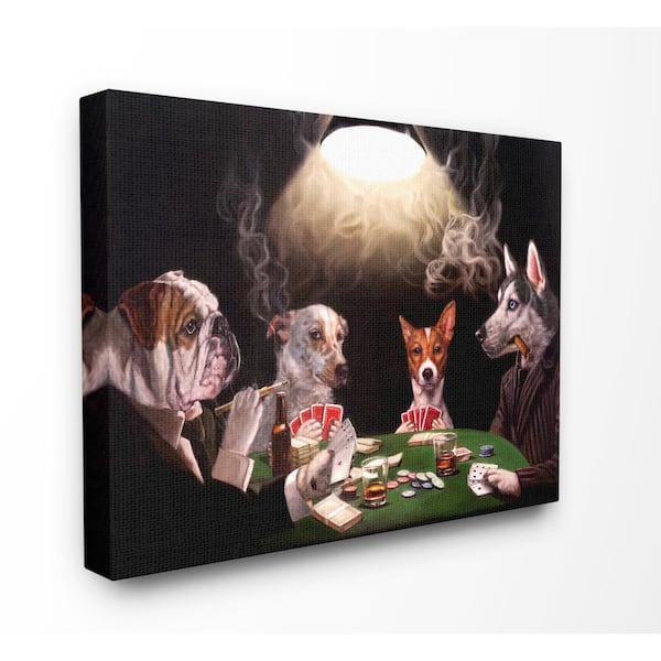 Stupell Industries "Dog Poker Funny Pet Painting" by Lucia Heffernan Canvas Home Wall Art 30 in. x 24 in.