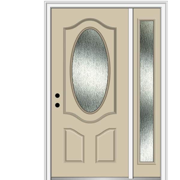 MMI Door 48 in. x 80 in. Right-Hand Inswing Rain Glass Wicker Fiberglass Prehung Front Door on 4-9/16 in. Frame