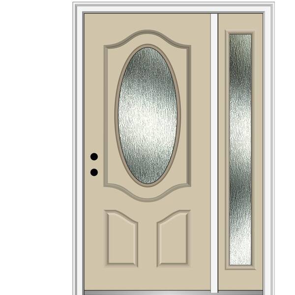 MMI Door 48 in. x 80 in. Right-Hand Inswing Rain Glass Wicker Fiberglass Prehung Front Door on 6-9/16 in. Frame