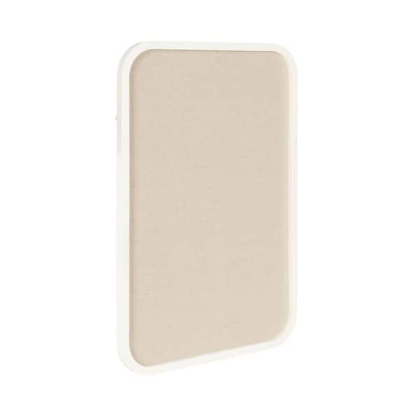 Hutton 20 in. x 30 in. White Wood Framed Linen Fabric Memo Board