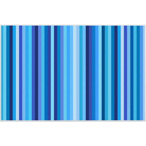 Well Woven Crayola Stripe Blue 3 ft. 3 in. x 5 ft. Area Rug