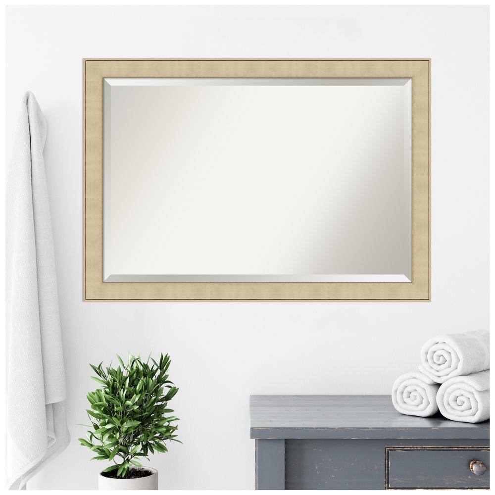 Elegant Honey Silver Rectangular Bathroom Vanity Mirror 28" x 40"