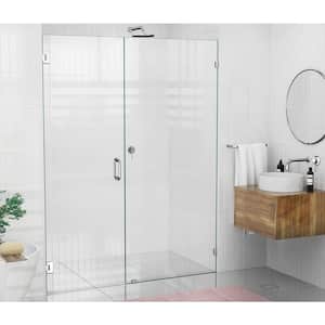 Illume 61.25 in. W x 78 in. H Wall Hinged Frameless Shower Door in Chrome Finish with Clear Glass