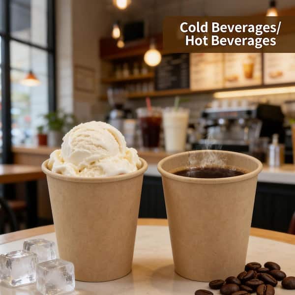 Anqtovp Paper Cups 8 oz Kraft Brown Disposable Paper Disposable Tableware Product Type (1000 Piece Per Case) for Hot Cold Drinks