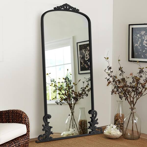 29 in. W x 68 in. H Retro Arched Metal Framed FullLength Leaning