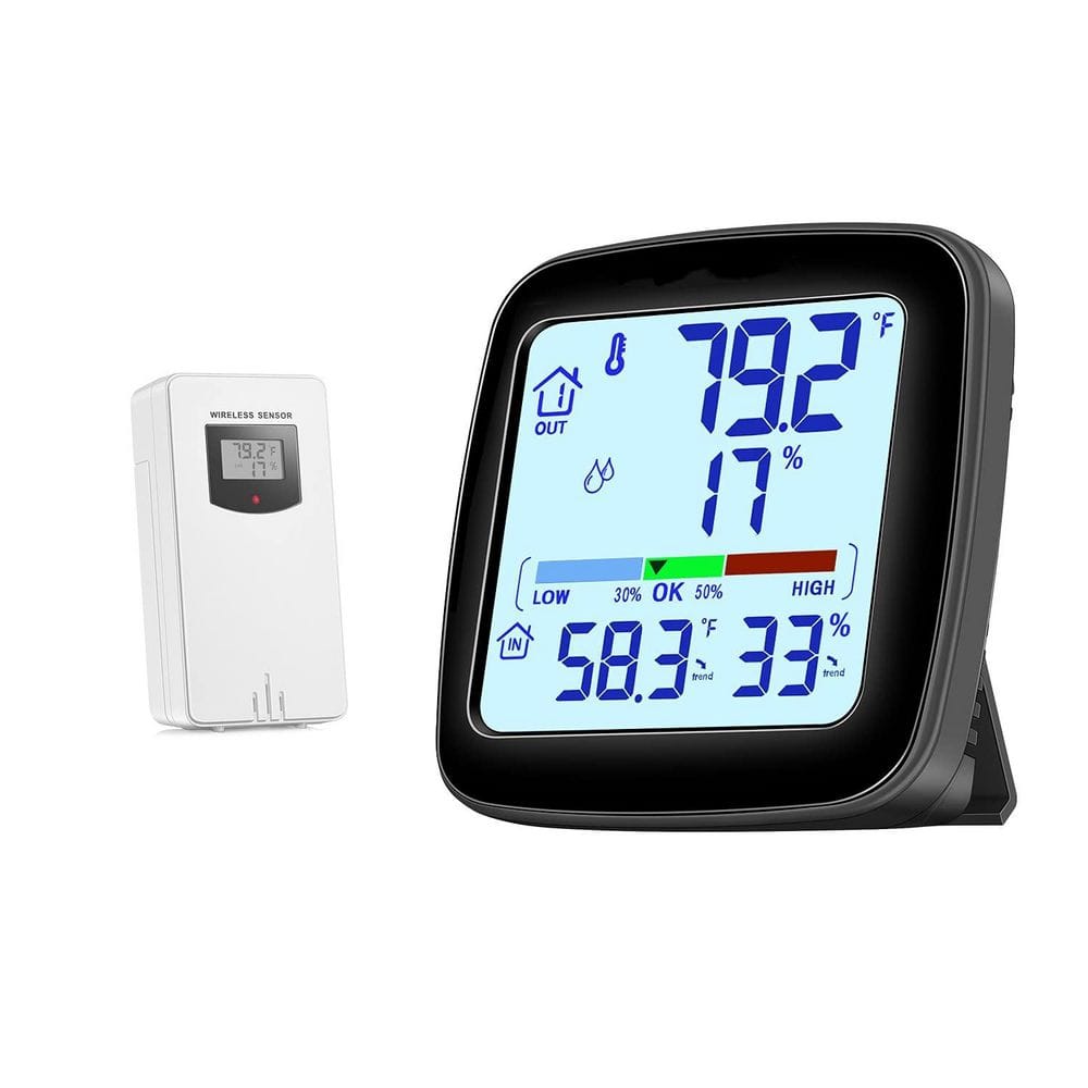 Hcman Indoor Outdoor Wireless Digital Thermometer Humidity Gauge with ...